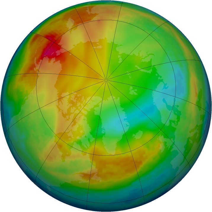 Arctic ozone map for 29 December 1993